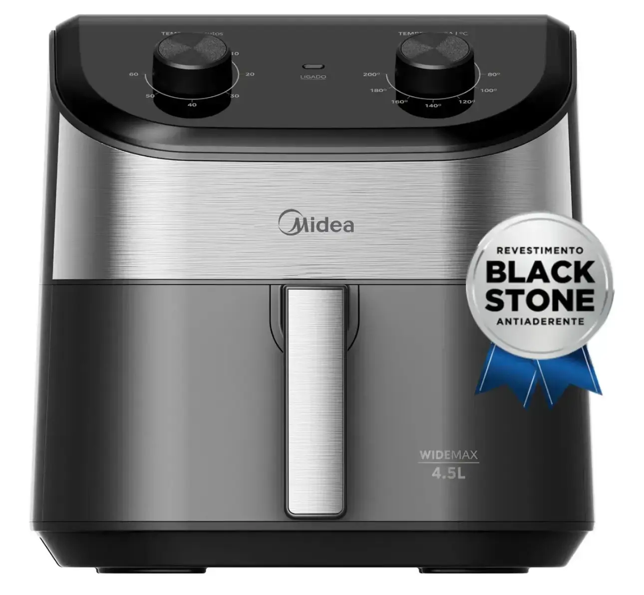 Fritadeira Air Fryer 4,5l Widemax Com Interior De Alumínio 1500w Midea Pret...